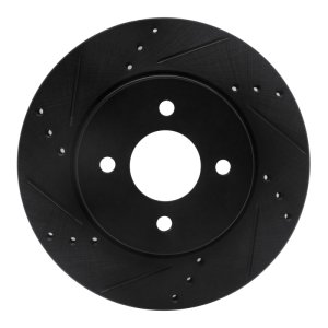 Nissan Note Brake Rotor (1) - Front Left - R1 Concepts - Drilled & Slotted - Black - `11-`25